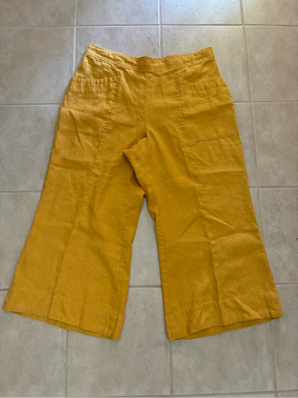 ivy jane Mustard Yellow Cropped Wide-Leg Linen Pants